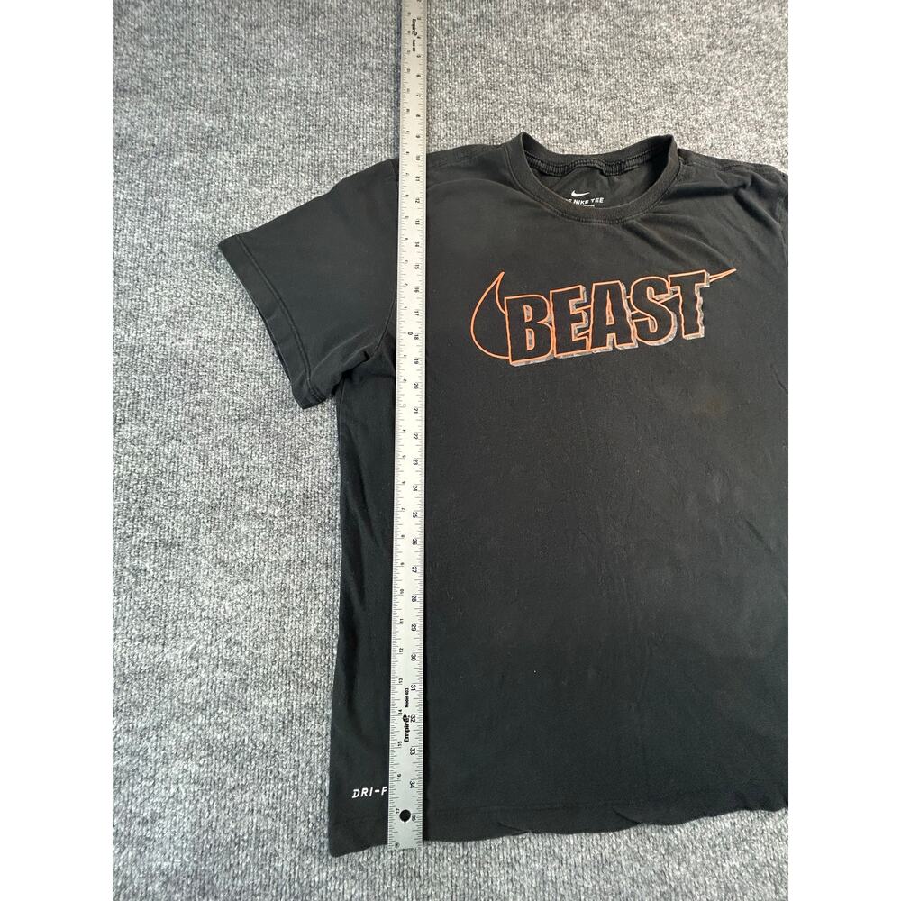 Nike Dri Fit Beast Graphic T Shirt Mens Large Black Orange Athletic Training Tee - Picture 5 of 8